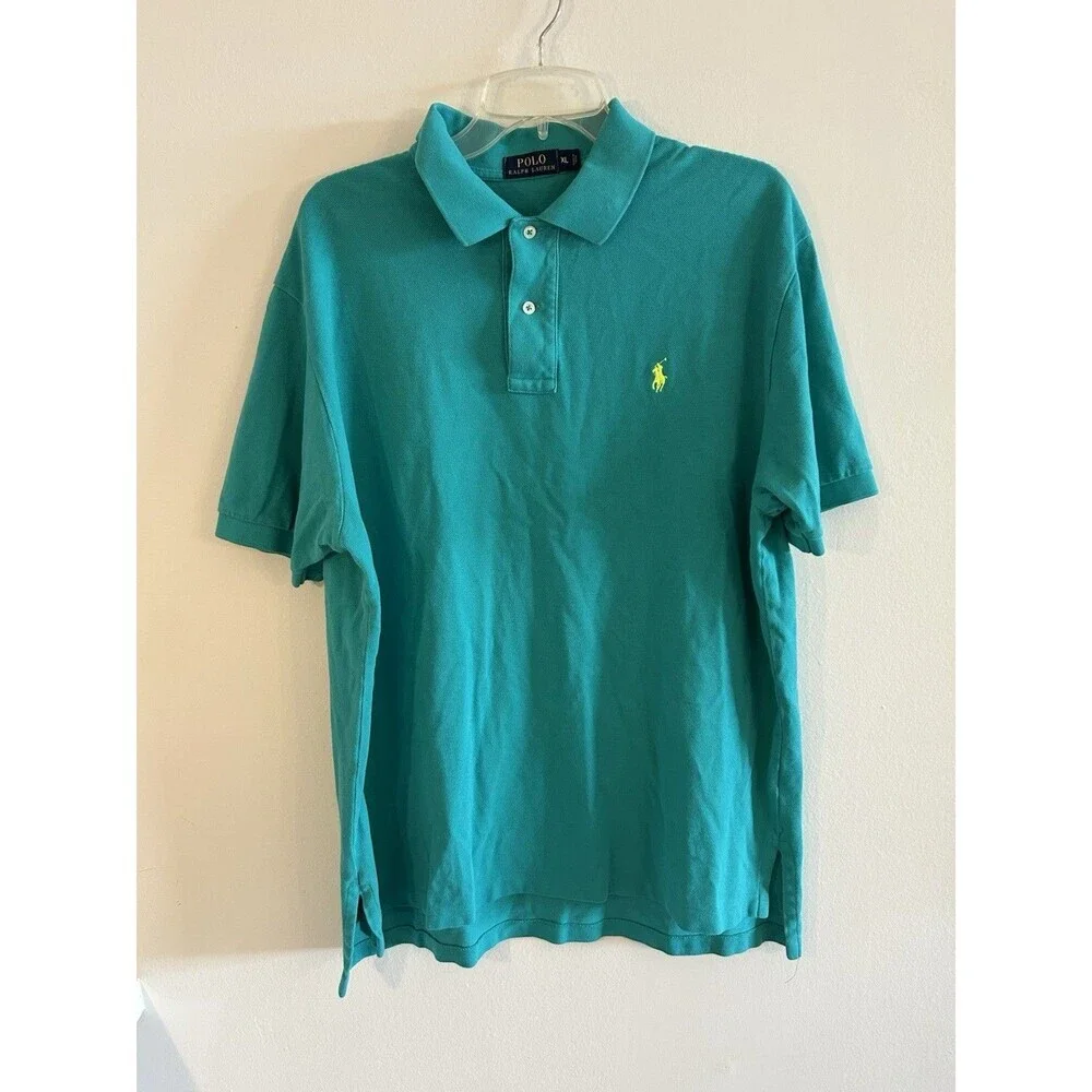 Polo Ralph Lauren Shirt Men XL Teal Green 100% Cotton Embroider